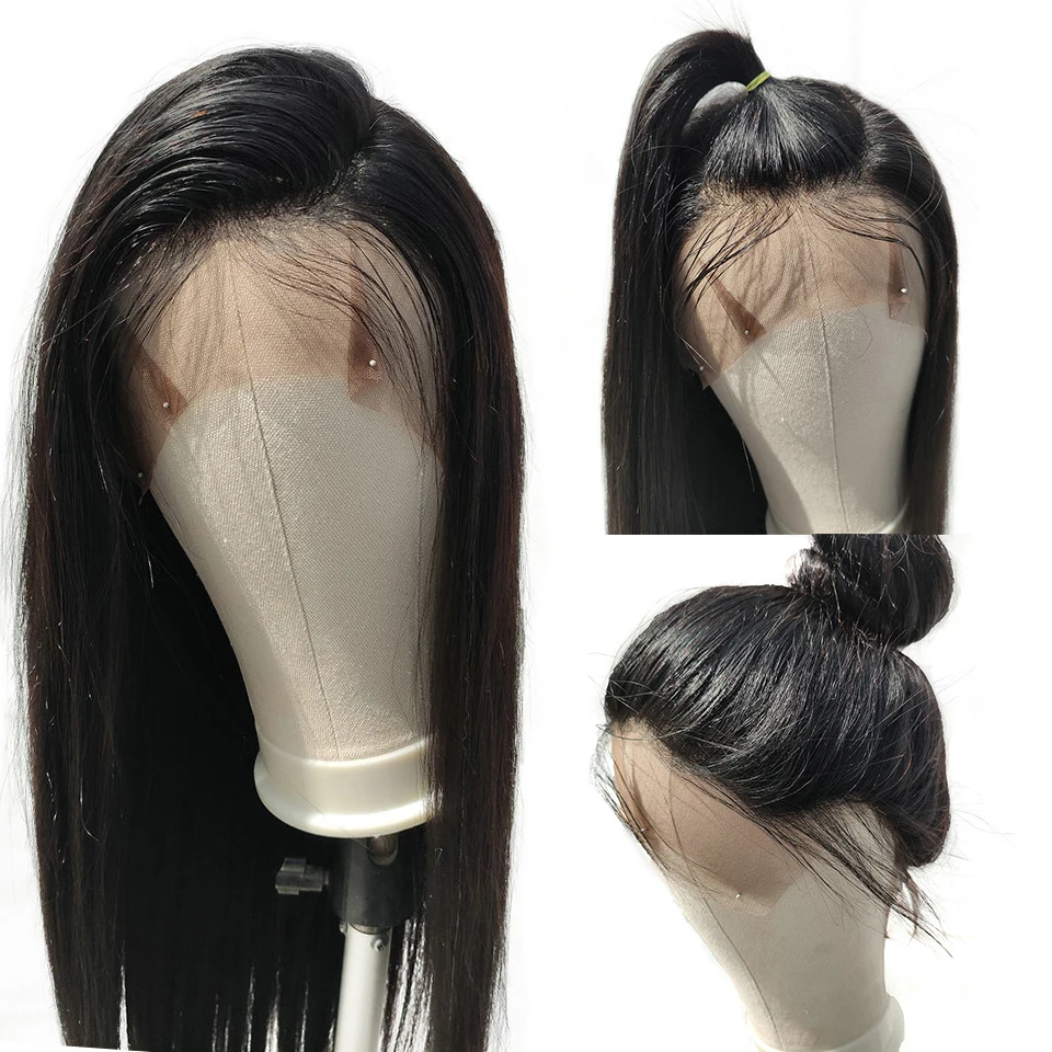 Lace Front Human Hair Wigs 100% Virgin Peruvian Long Straight Human Hair Glueless Full Lace Wig With Baby Hair For Black Women
