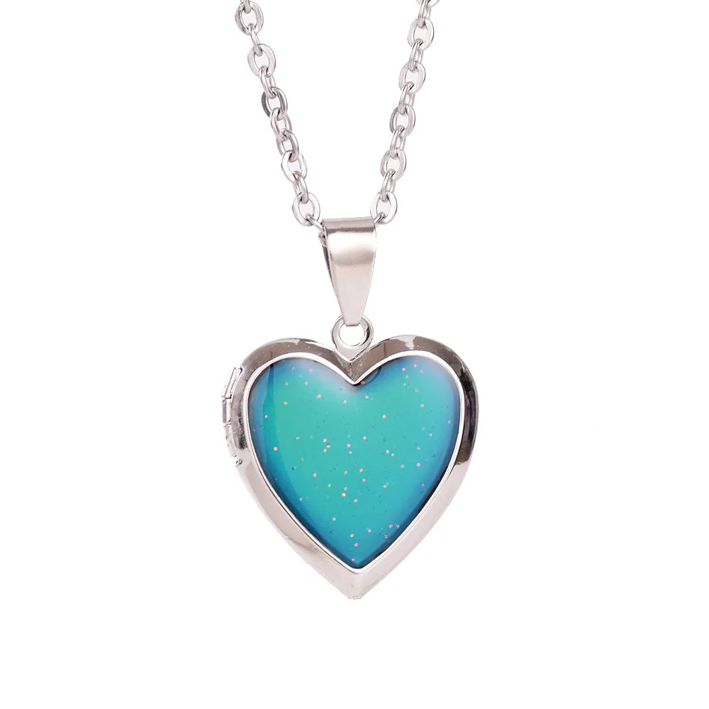 Popular Peach Heart Love Pendant Mood Necklace Temperature Romantic Color Sensitive Color Changing Pendant Necklace
