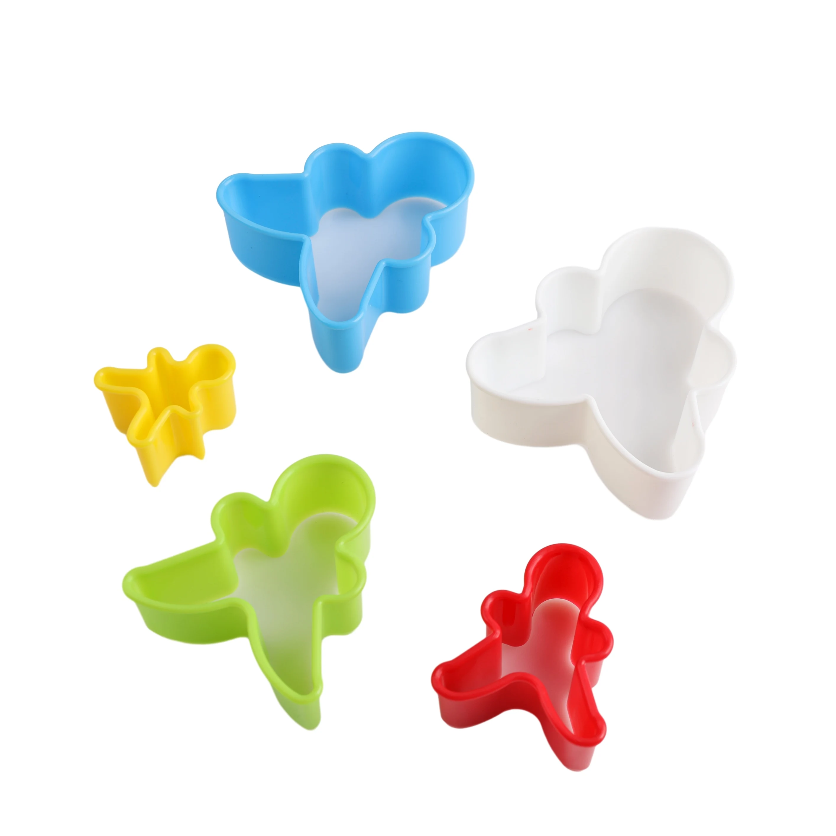 Christmas oem odm customized tree shaped cookies cutters plastic biscuit molds stamp set of 5 pcs