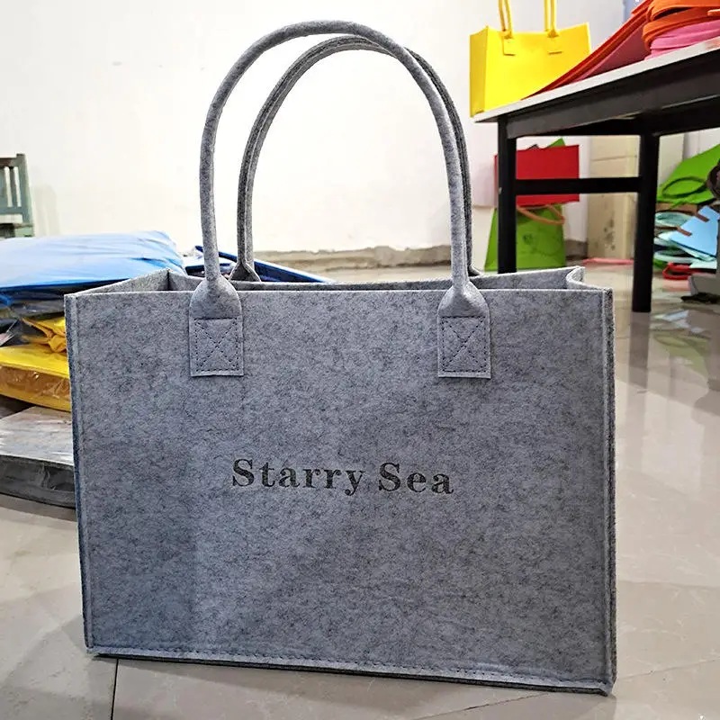 RU Fashion felt bag customization with minimalist letters Tote bag thickened with hand gift felt handbag customization