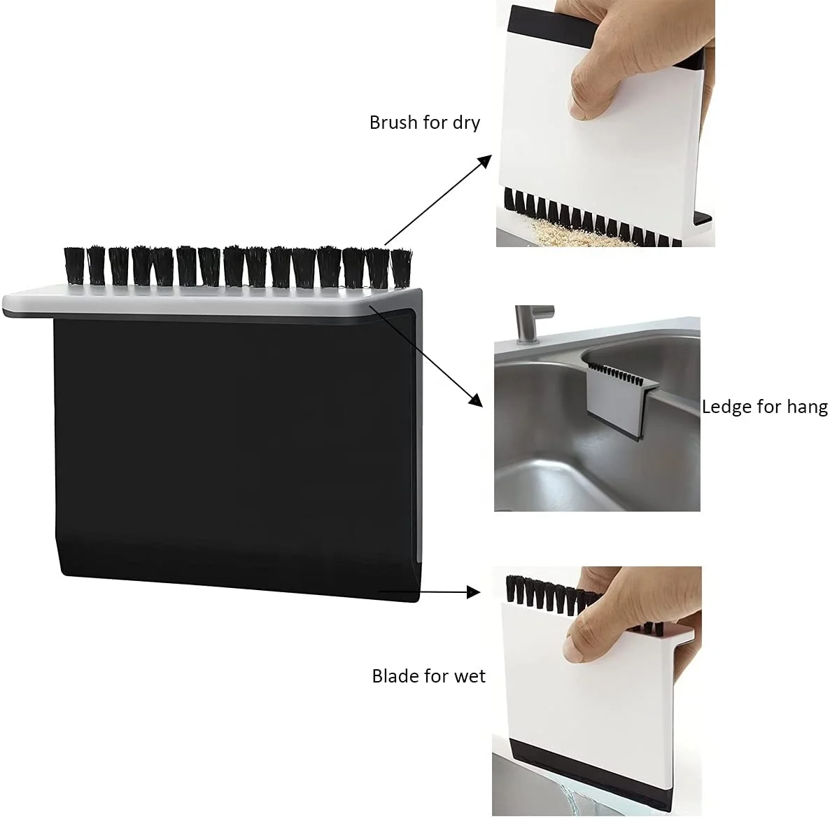 Multipurpose Kitchen Sink Squeegee Cleaner and Countertop Brush Wiper Kitchen Gadgets Accessories