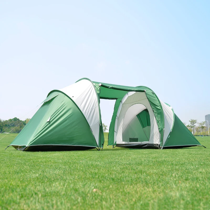 Glamping Tunnel Tent 3 Rooms Waterproof Large Family Outdoor Camping Tents