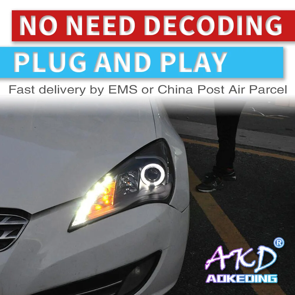 AKD Car Styling for Hyundai Genesis Coupe Headlights Rohens LED Headlight H7 D2H Hid Option Angel Eye Bi Xenon Beam