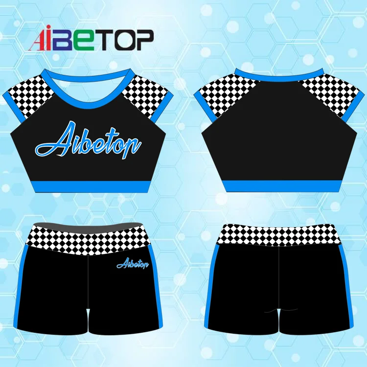 ab rhinestones cheerleading practice sets colorful cheer crop top and shorts girls cheer wear practical