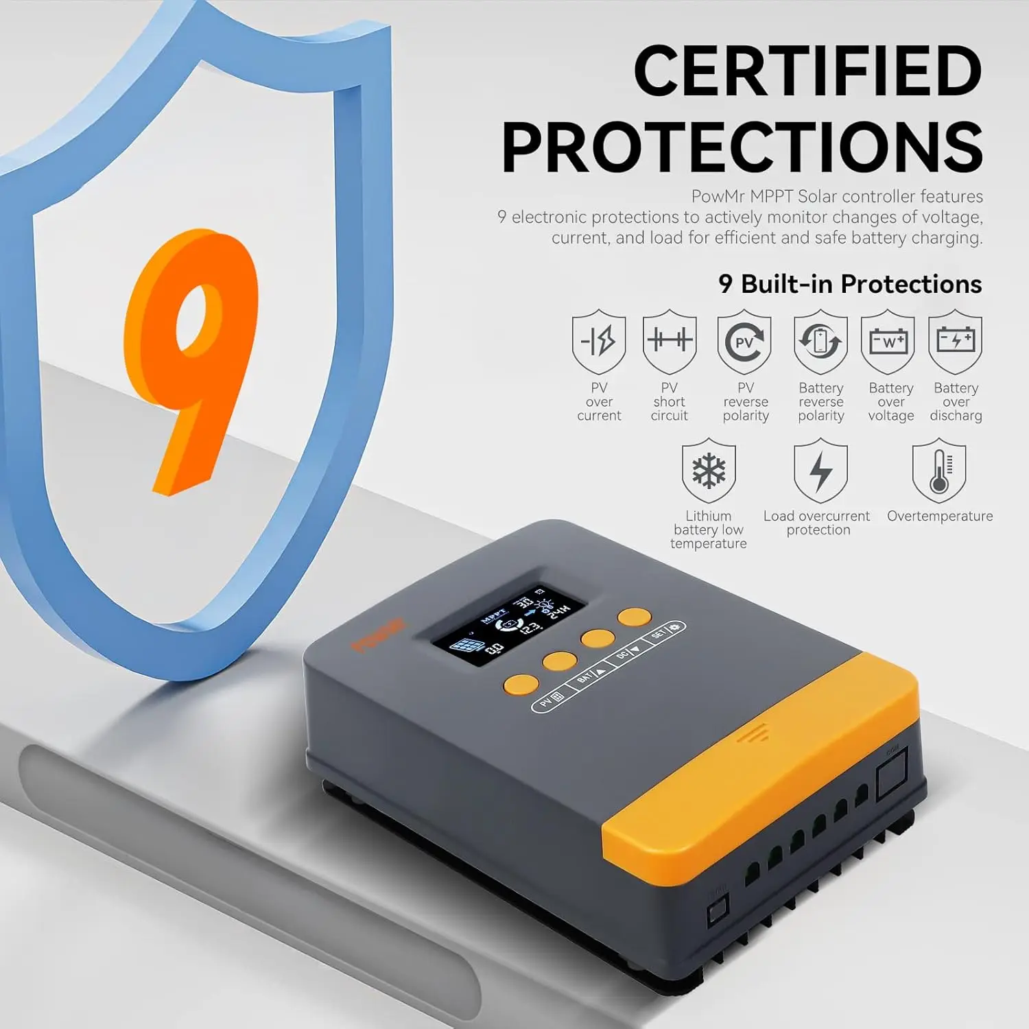 PowMr Solar Charge controller 25A 35A 45A 12V/24V AUTO MPPT LCD Display PV Panel Battery Solar Charge Controller