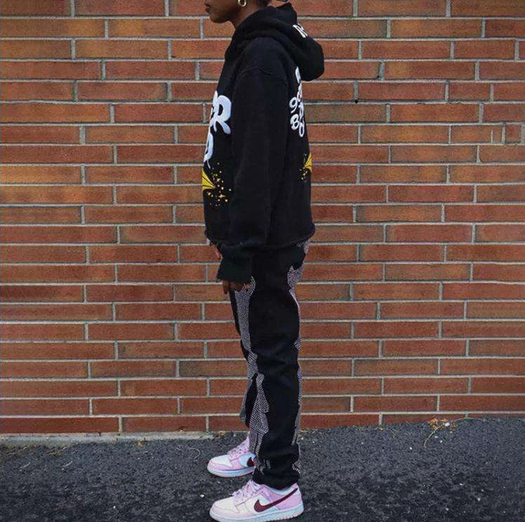 Factory custom private logo 3d puff printing hoodie wholesale cotton fleece cut edge raw hem cropped hoodie men