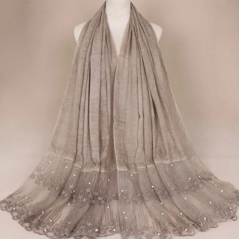 New Design Scarves for Ladies Arab Dubai Muslim Voile Scarf Hijabs Women Malaysia Head Lace Scarf Hijab