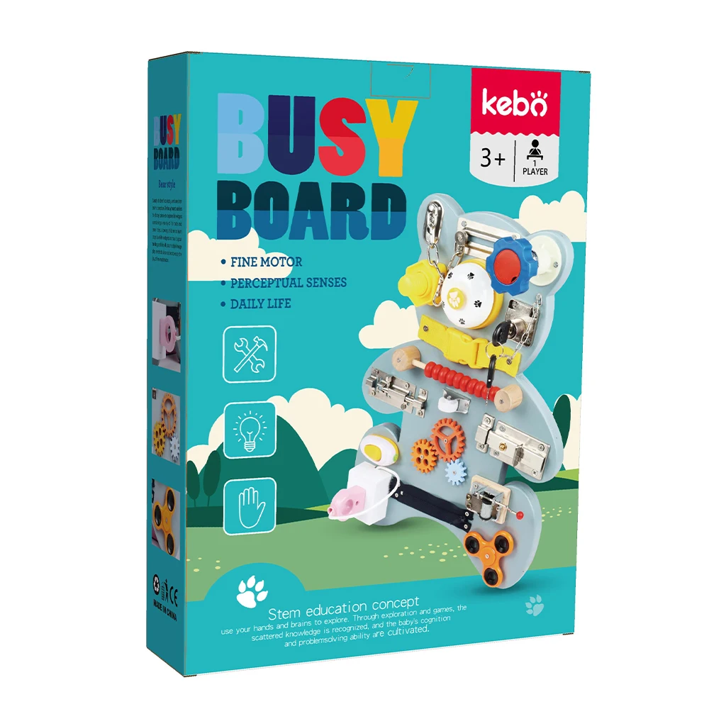 Montessori Wooden Busy Board 2023 Sensory Learning Toys Early Education Activity Baby Bear Shape Board