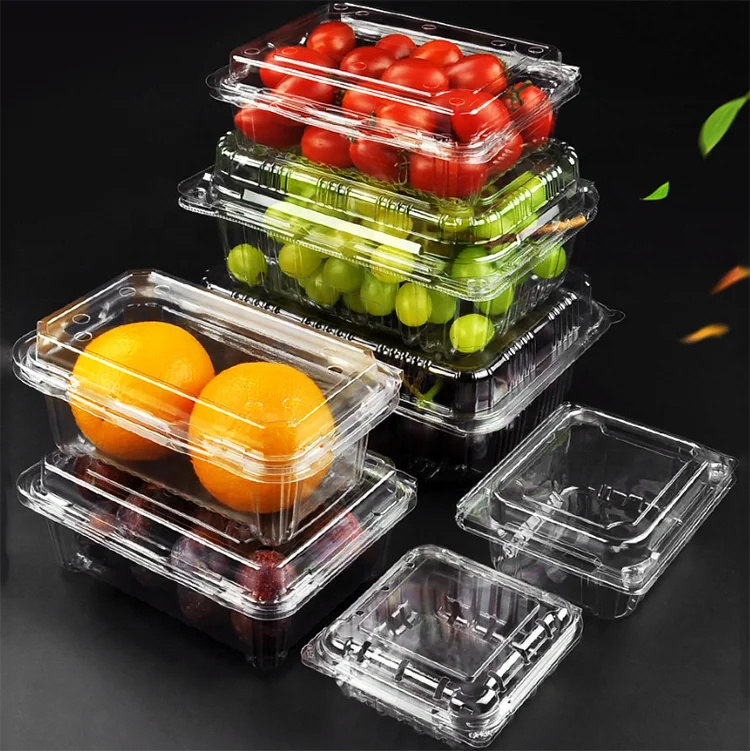 Custom Fresh Fruit Strawberry Transparent Packaging Box Disposable Plastic Clamshell Food Packing Container Machine