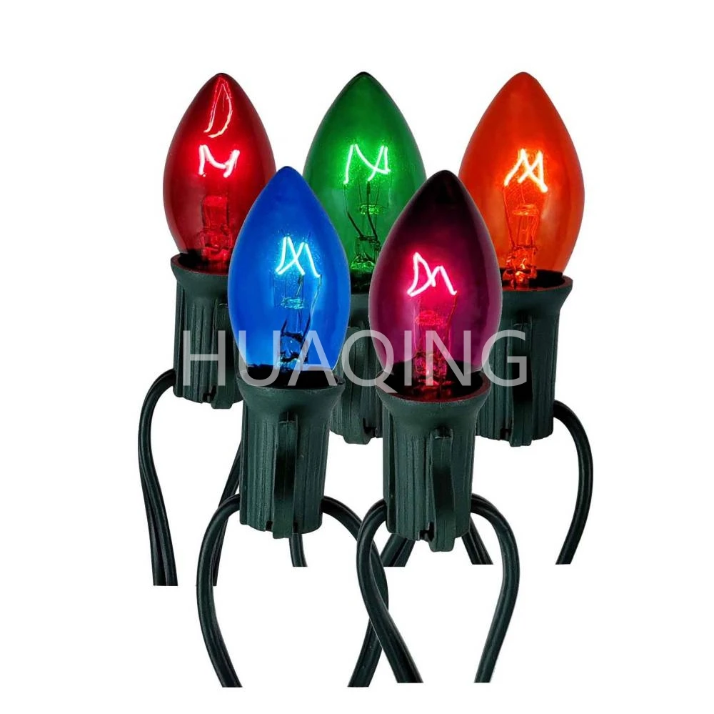 25LT C7 Light Set Transparent Color Bulb E12 Socket Holiday Christmas  Decoration Hanging  Garden Led Outdoor String Light