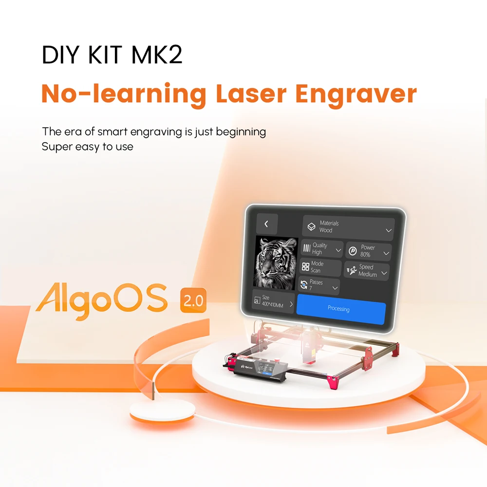 Algolaser DIY KIT MK2 10W Power High Precision Metal Laser Engraver and Cutter Machine for Wood, Acrylic, Leather