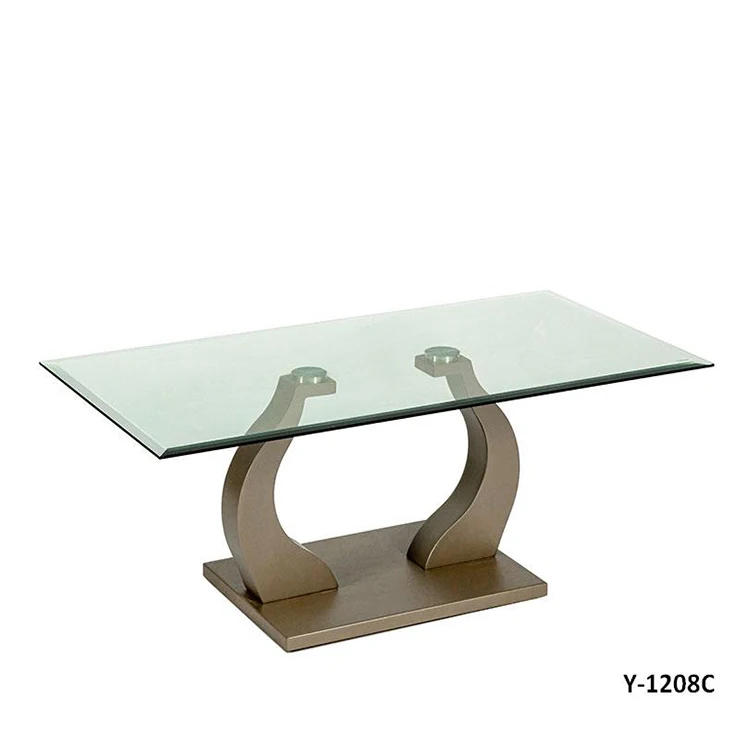 Factory Price European Style Modern Design Steady Transparent Metal Legs Living Room Furniture Glass Coffee Table