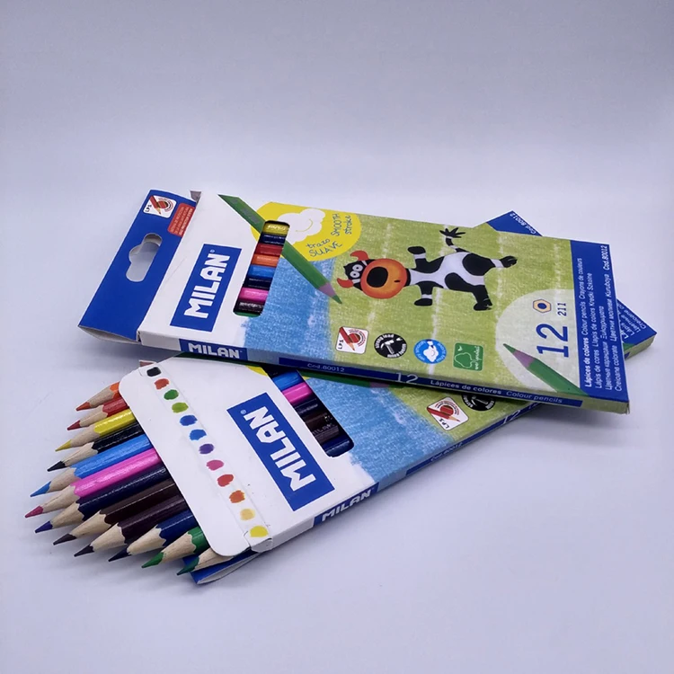 Wholesale custom student wooden color lead 2.8mm hexagonal drawing color pencil with color box packaging