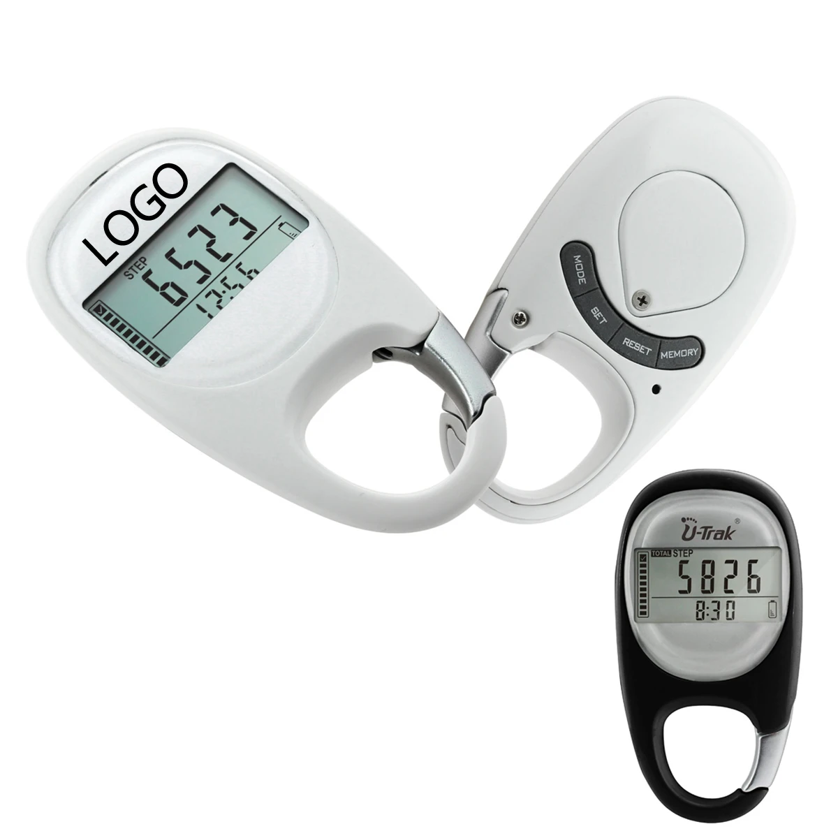 3D Digital Step Counter for Walking Clip on Pedometer Walking Distance Miles Exercise Fitness Activity Calorie Clear LCD Display