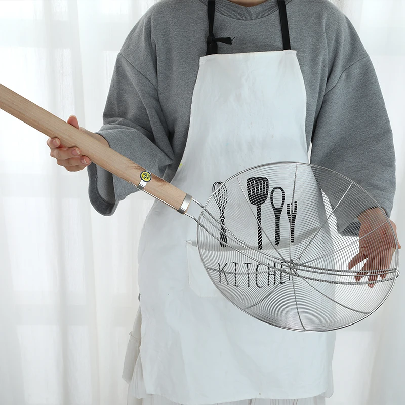 Ситечко для макаронных изделий пищевого класса, Сетчатое ситечко из тонкой проволоки с деревянной ручкой, ситечко из нержавеющей стали