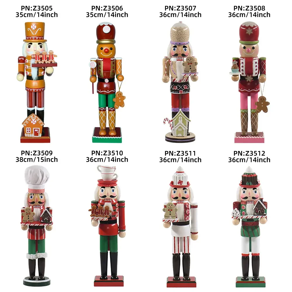 35CM Gingerbread Man Nutcracker Variety Style Popular Christmas Decoration Wooden Nutcracker