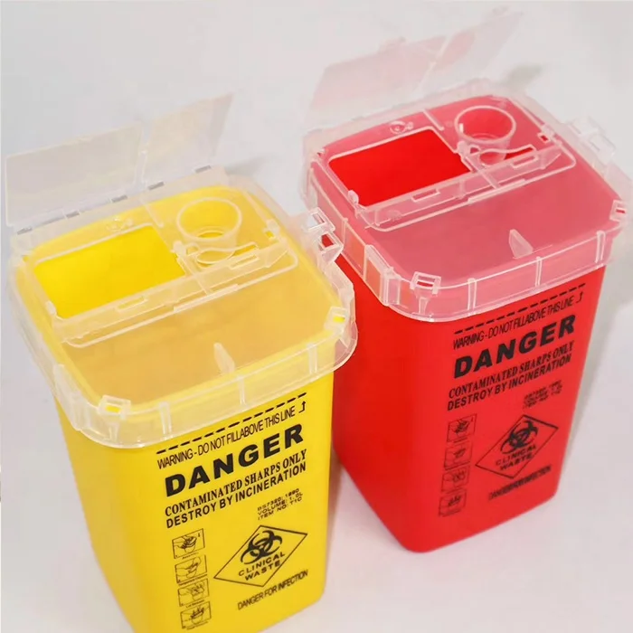 Syringes Disposal Portable 1L Medical Waste Safety Bin Tattoo Needle Box Sharp Container