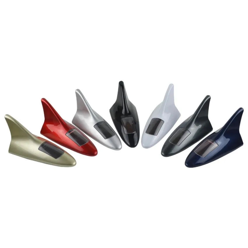 Universal Cars Carbon Fiber Roof Solar LED Shark Fin Aerial FM/AM Radio Signal Antenna