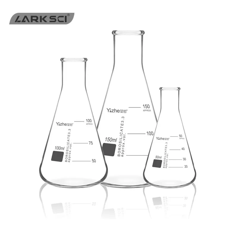 Стеклянная лабораторная колба Larksci Boro 3 стеклянная коническая