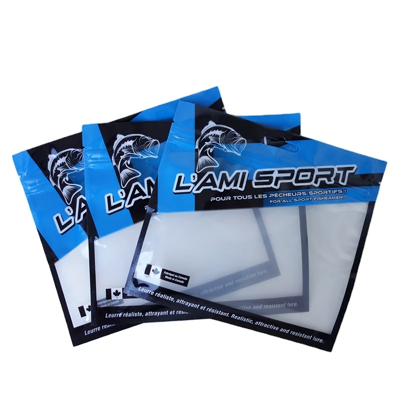 Custom printing waterproof soft plastic fish bait fishing accessories fishing lure packaging bag