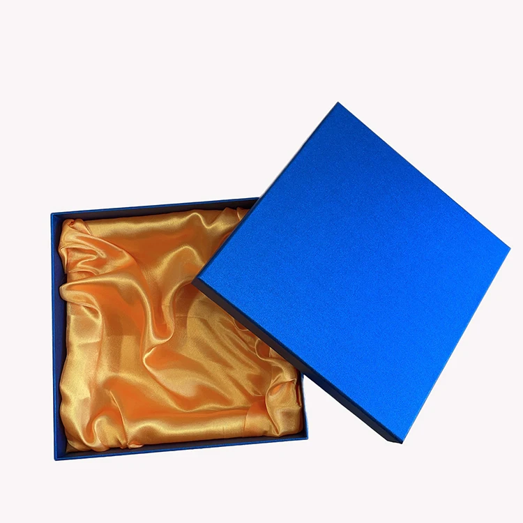 Wholesale Rigid Blue Wine Glasses Cardboard Boxes Custom Logo Paper Gift Box Packaging Gift Box With Satin