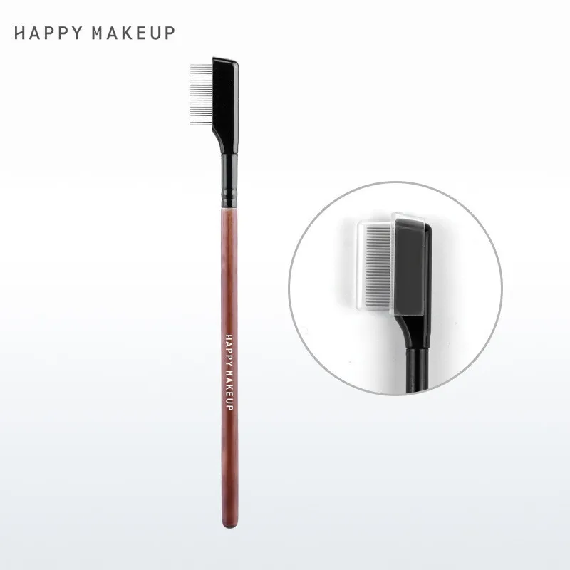 FEIYAN Wholesale Private Label Makeup Single Wooden 2 in 1 Eyebrow Eyelash And Eyebrow Comb Brush