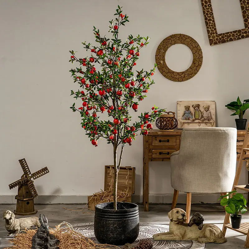 CY 2024 The Latest Realistic Artificial Simulation Indoor Garden Hotel Decorated Pomegranate Tree Potted