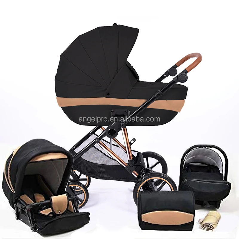 China Factory price big baby carriage black white gold silver color fabric customization best price 3 in 1 baby stroller