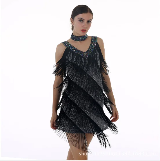 2020 classic 7colors women professional performance tassels Latin dance dress