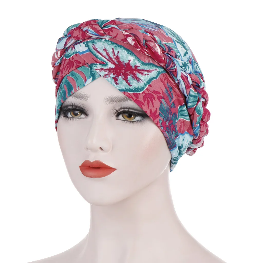 Sunflower Check print Muslim new European and American braid head scarf women multi-color printing Indian turban Hat