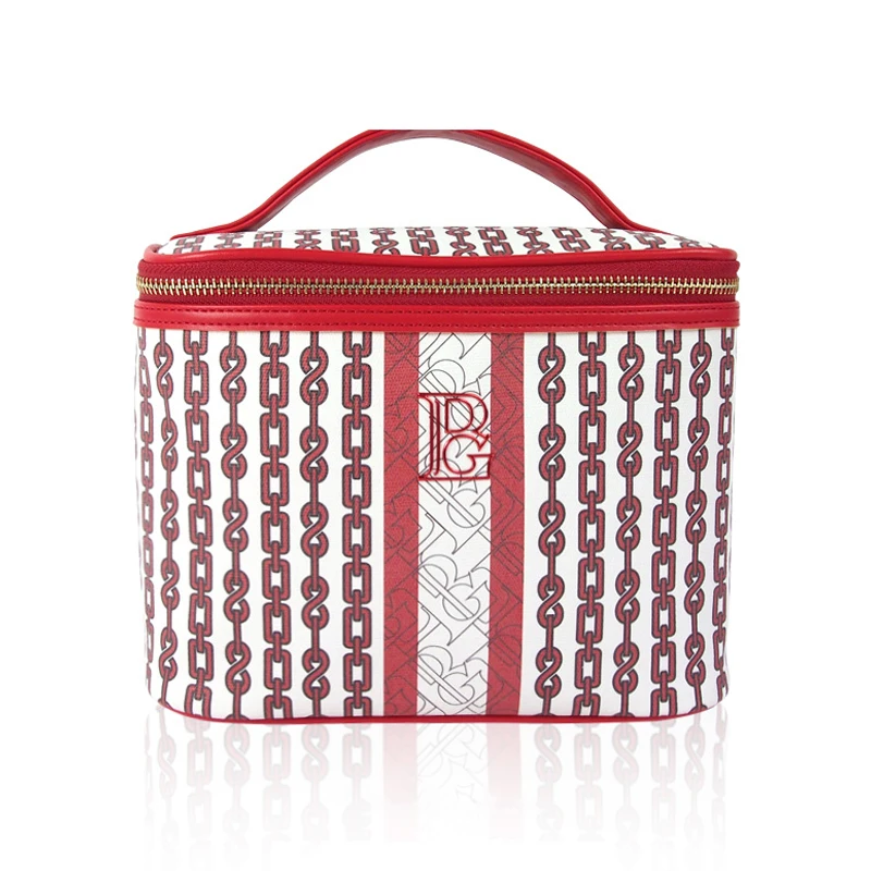 Custom print chain TPU cotton large makeup organizer bag handle zipper cosmetic case