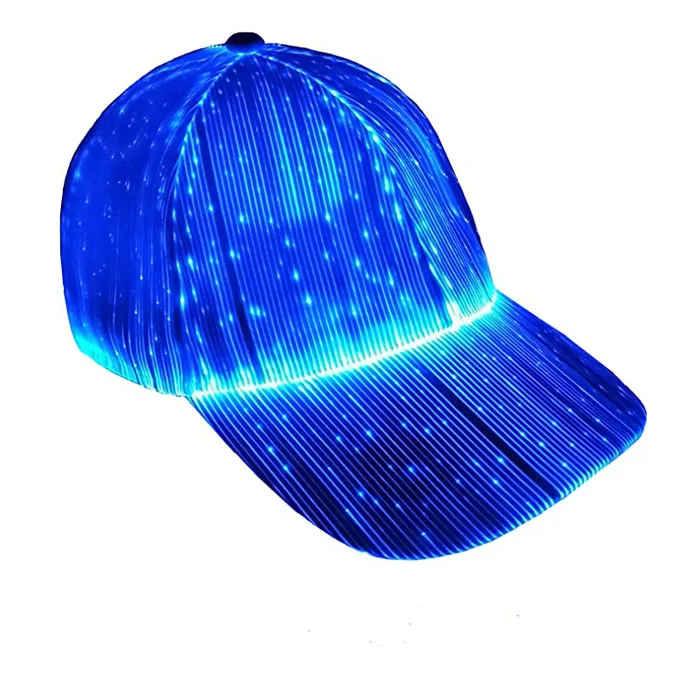 Hot Selling Fiber Optic Luminous Led Light Up Glow In The Dark Baseball Cap Hat For Christmas Party