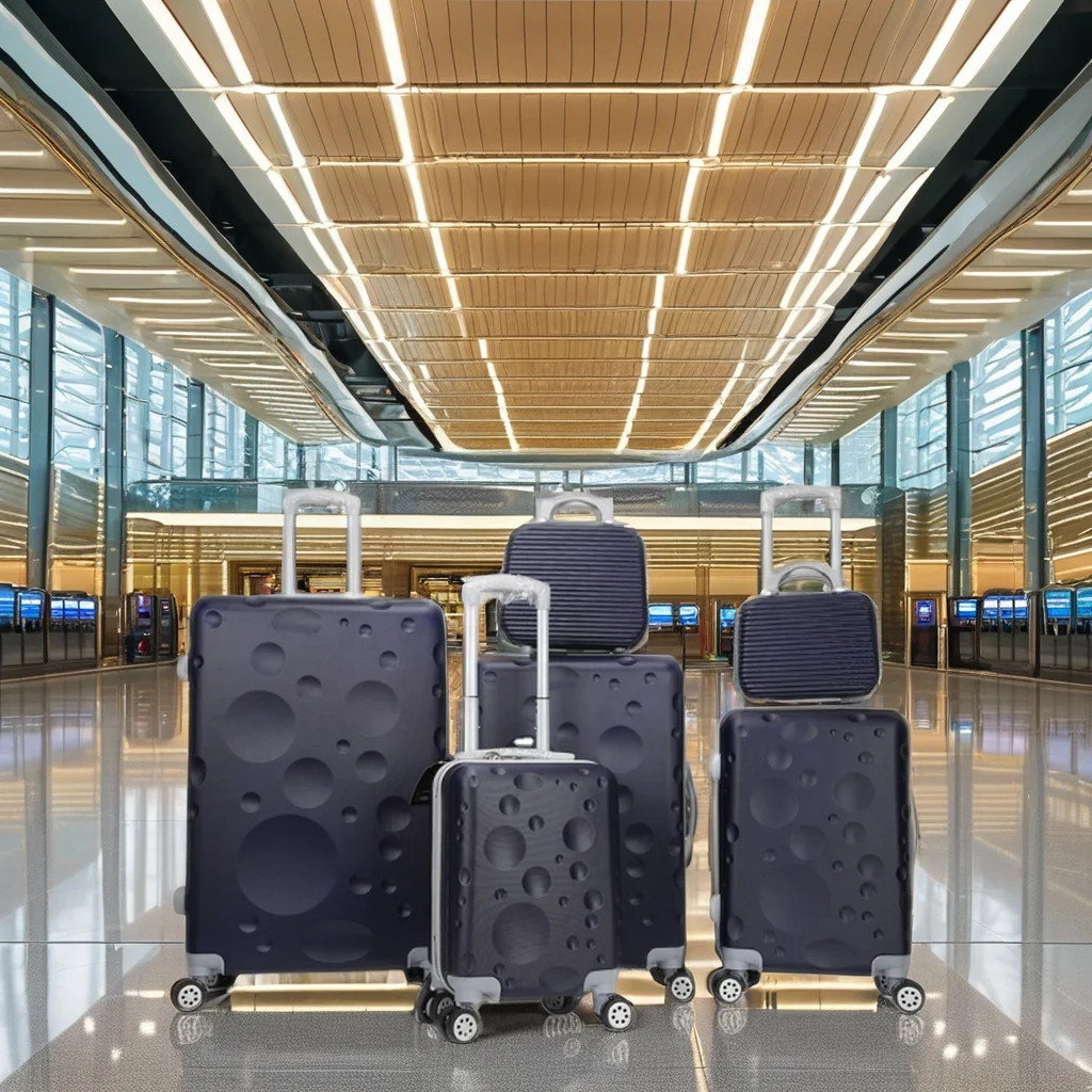 Customized 6pcs set Spinner Travel Luggage Set Scratch-Resistant Hard Case Suitcases with TSA Lock Made from ABS or PC Material