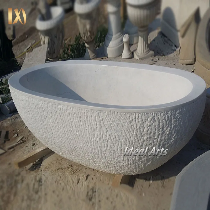 Ideal Arts Solid Marble Freestanding stone rock bathtub bali stone bath tub for hotel
