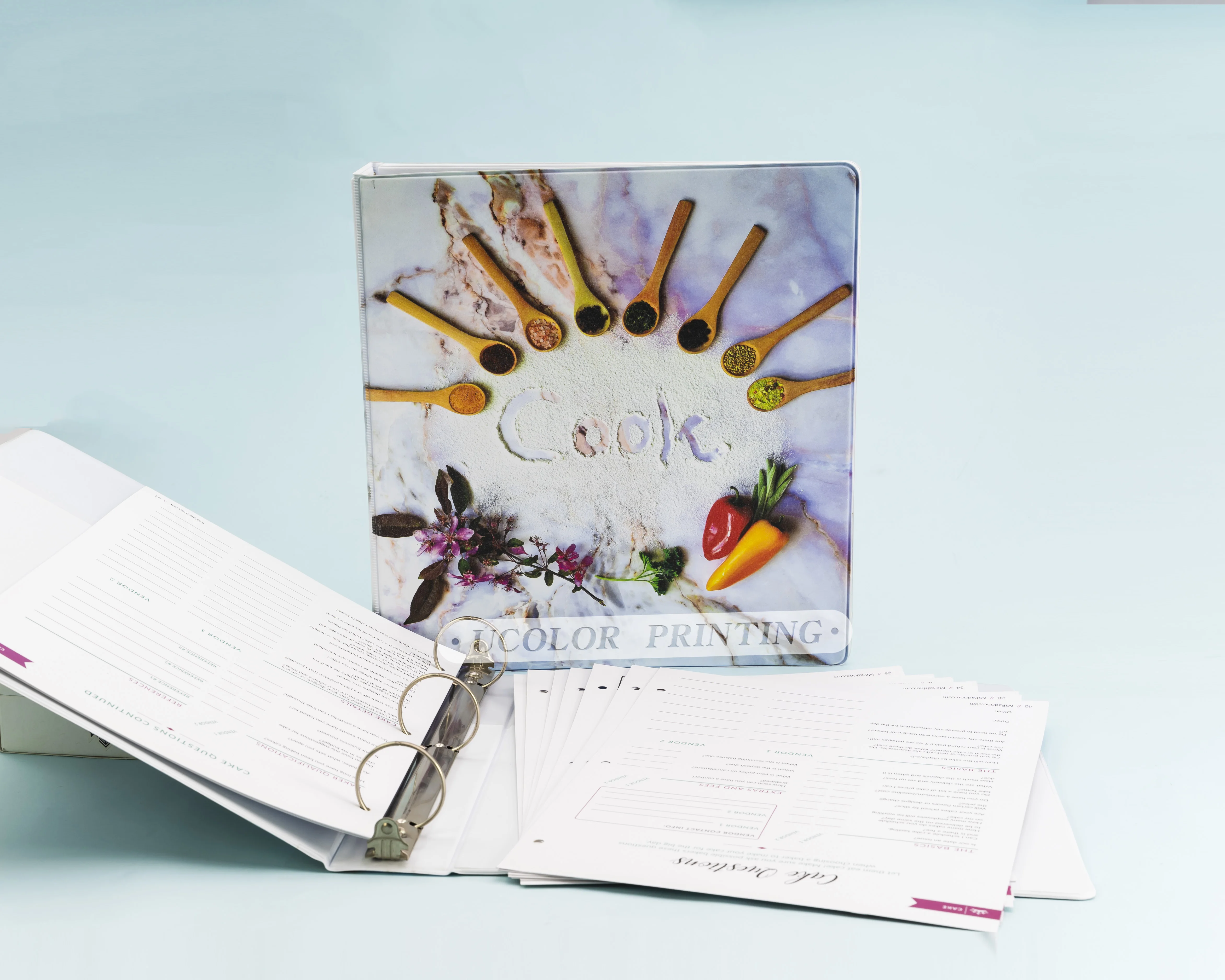 Customized 3 O-ring binder A4 printing photo plastic pocket  folder