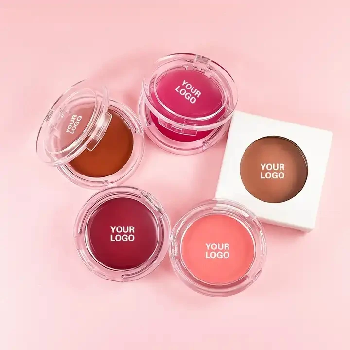 Hot Selling Custom Logo 8 Colors Velvet Mousse Texture Matte Creamy Blusher Single Blush Pallet Blush Palette with Mirror