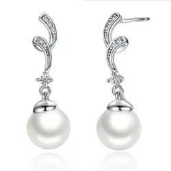 Korea popular jewelry S925 sterling silver stud temperament pearl silver earrings