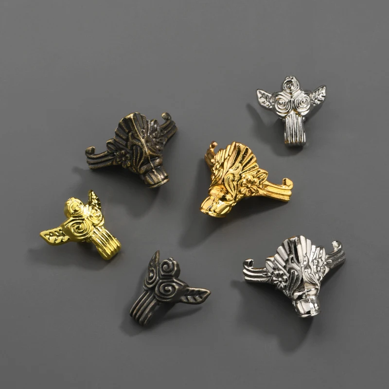 Antique Zinc Alloy Monster Foot Bag corner accessories Packaging Boxes Furniture Four-Sided Wooden Bottom Feet Furniture Legs