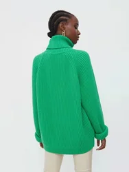Fall/winter women Sweater Turtleneck Pullover Solid Color Loose Thick Knitted Blouse
