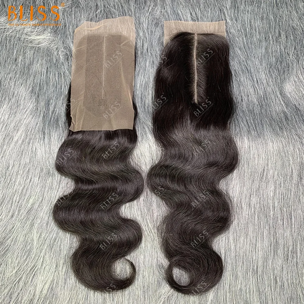 Bliss Factory Wholesale Price Kim K Super Double Drawn Brazilian Virgin Human Hair Body Wave 2x6 Lace Closure