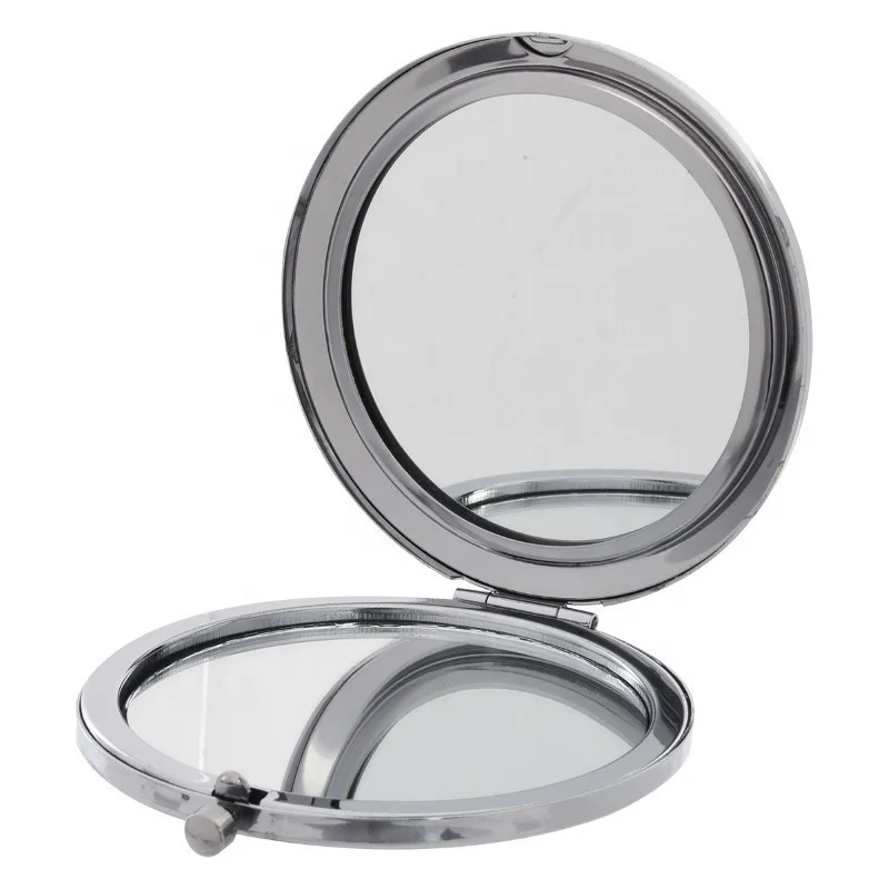 Metal Compact Mirror Wholesale Custom Jewelled Round Shape Double Sided Metal Crystal Folding Cosmetic Compact Pocket Mirror