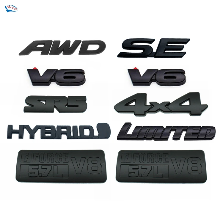 Customized ABS Auto Exterior Overlay Kits SR5 V6 4X4 LIMITED HYBRID Matte Black Letter Fit For Janpanese Cars Emblem Sticker
