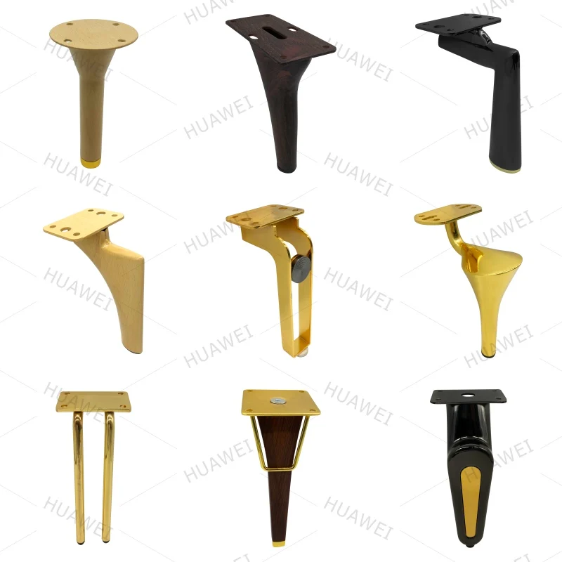 HUAWEI Wholesale Furniture Hardware Accessories Y Shape Sofa Feet Gold Cabinet Bed Leg Metal Sofa Legs