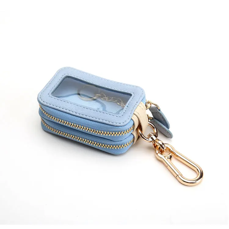 
New Double Zipper Car Key Wallet PU Leather Key Case For Men and Women 