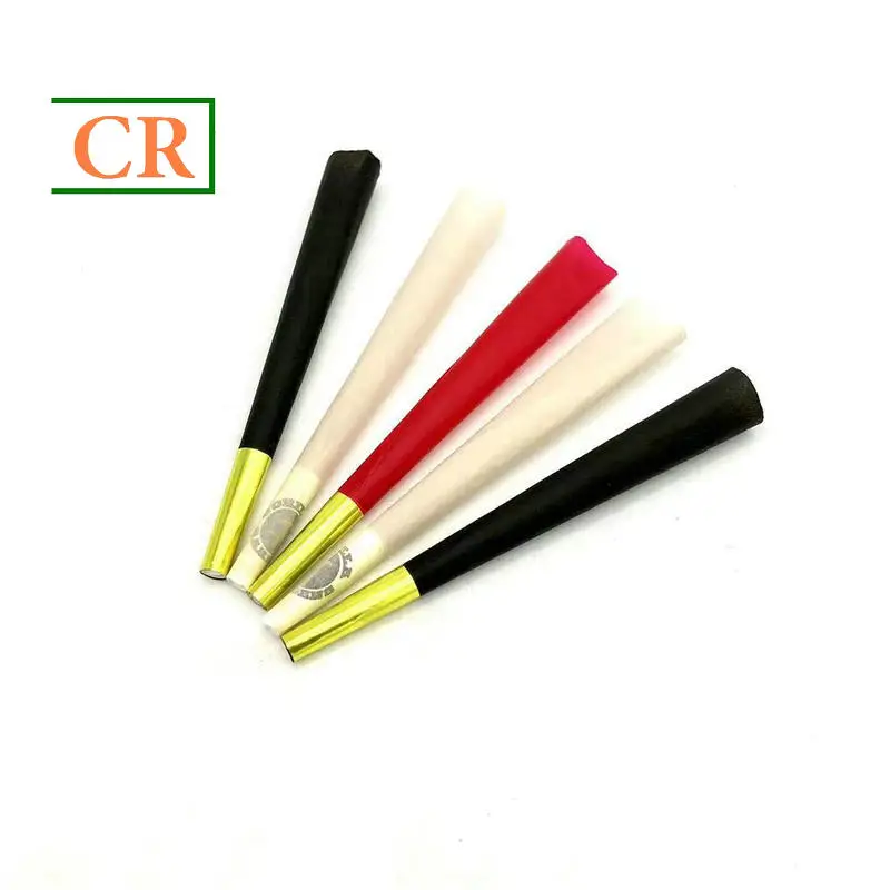 84mm/87mm Custom Prerolled Cone Rolling Paper with Gold Foil Filter/Tip and Transparent PET Box Packs