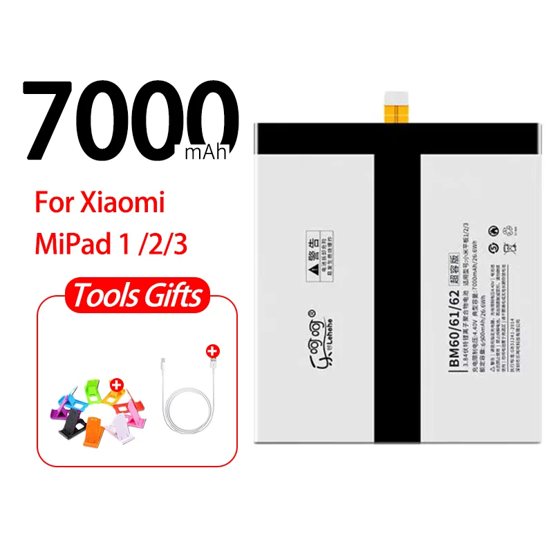 Original Tablet Battery for Xiaomi Pad 2 Mipad 2 BM61 Tab 7000mAh High Capacity Version Rechargeable Tablet Bateria LEHEHE Brand phone  battery