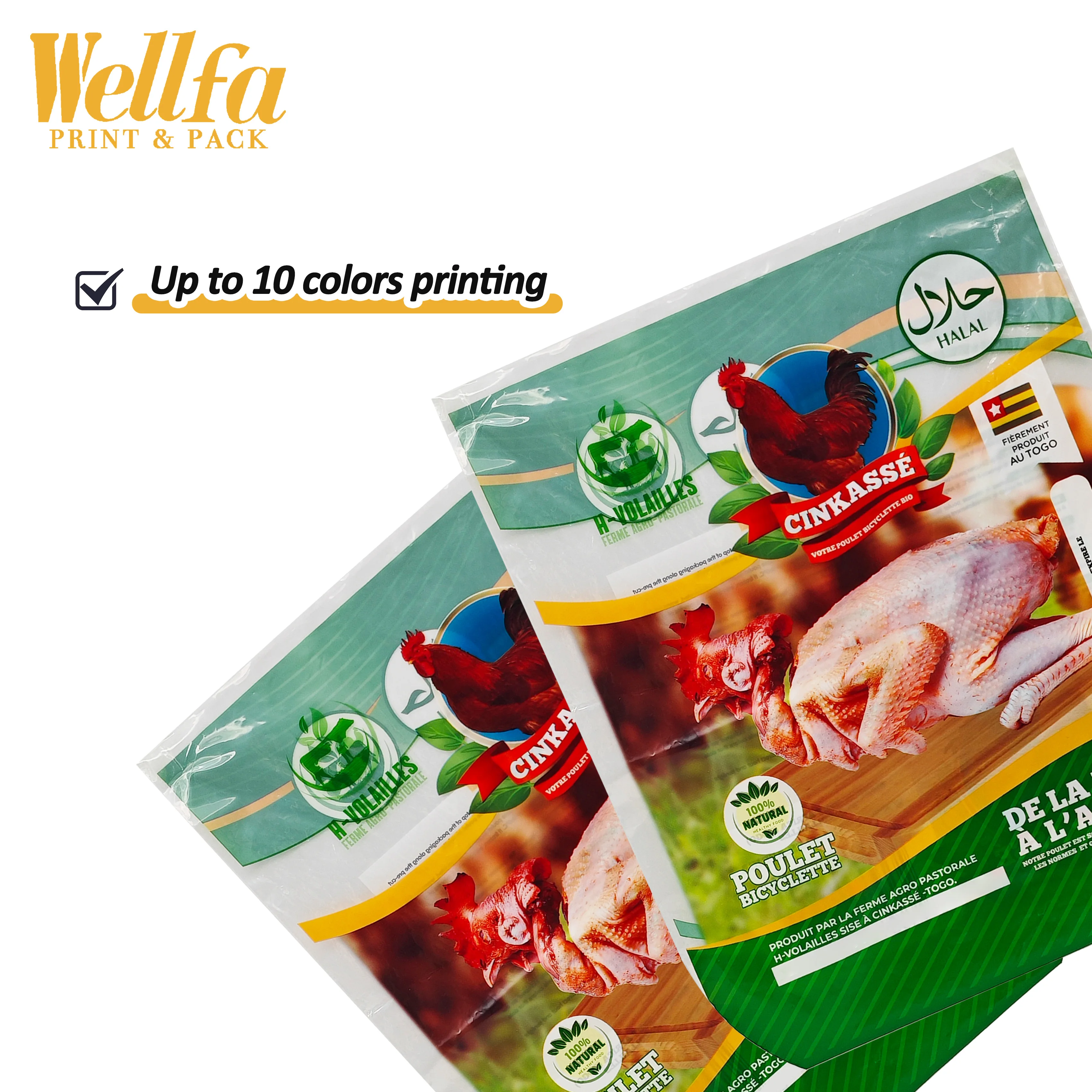 Custom Logo HALAL Fresh Poultry Turkey Part Duck Goose PE Plastic Bag Custom Bag Whole Frozen Chicken Packaging