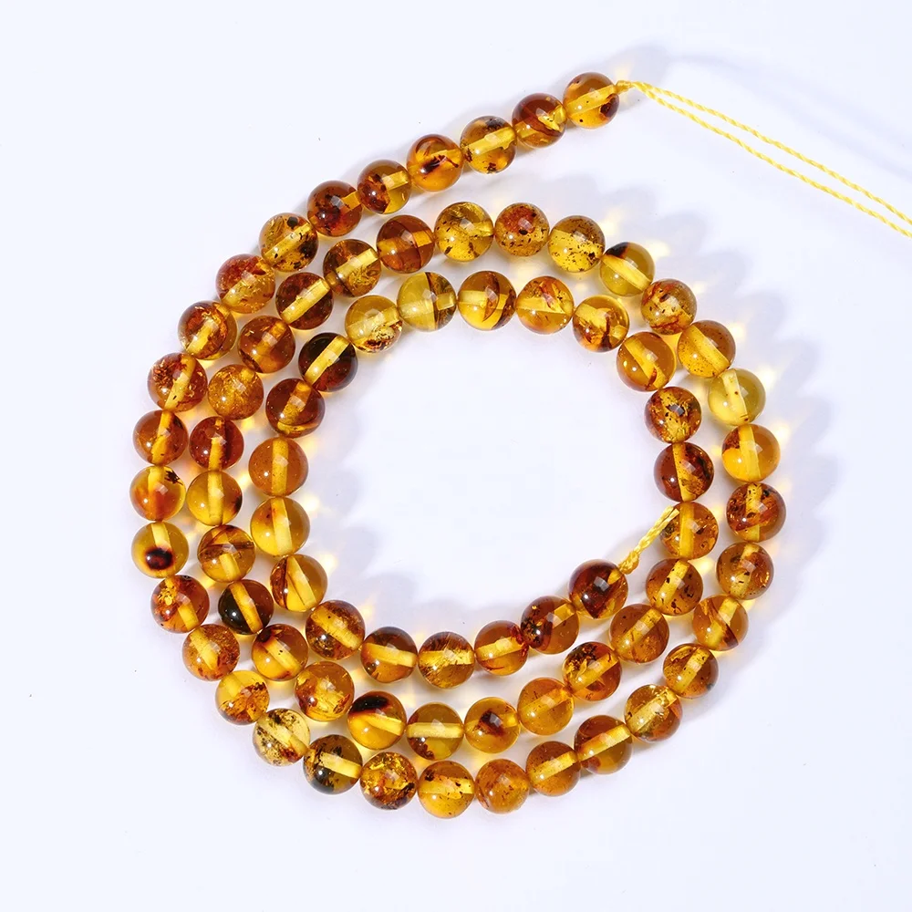 Wholesale A+ Natural 5-6mm the Baltic Sea Amber Loose Gem Stone Beads for Jewelry Making Bracelet DIY Accessories