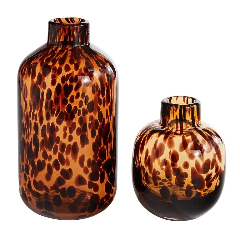 
Mexican Style Leopard spot Tortoise Shell Glass Vase 