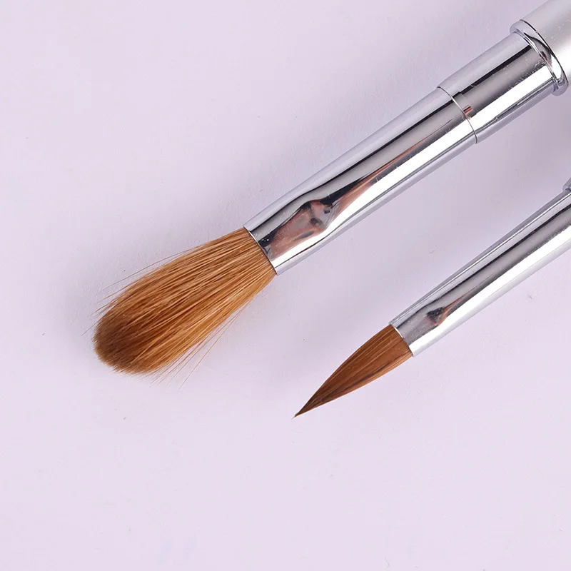 2023 Custom Logo Nail Brush Set Pink Metal Handle Acrylic Brush 100% Pure Kolinsky Hair Nail Art Tools